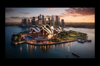 sydney australia landscape aerial sunset view of sydney